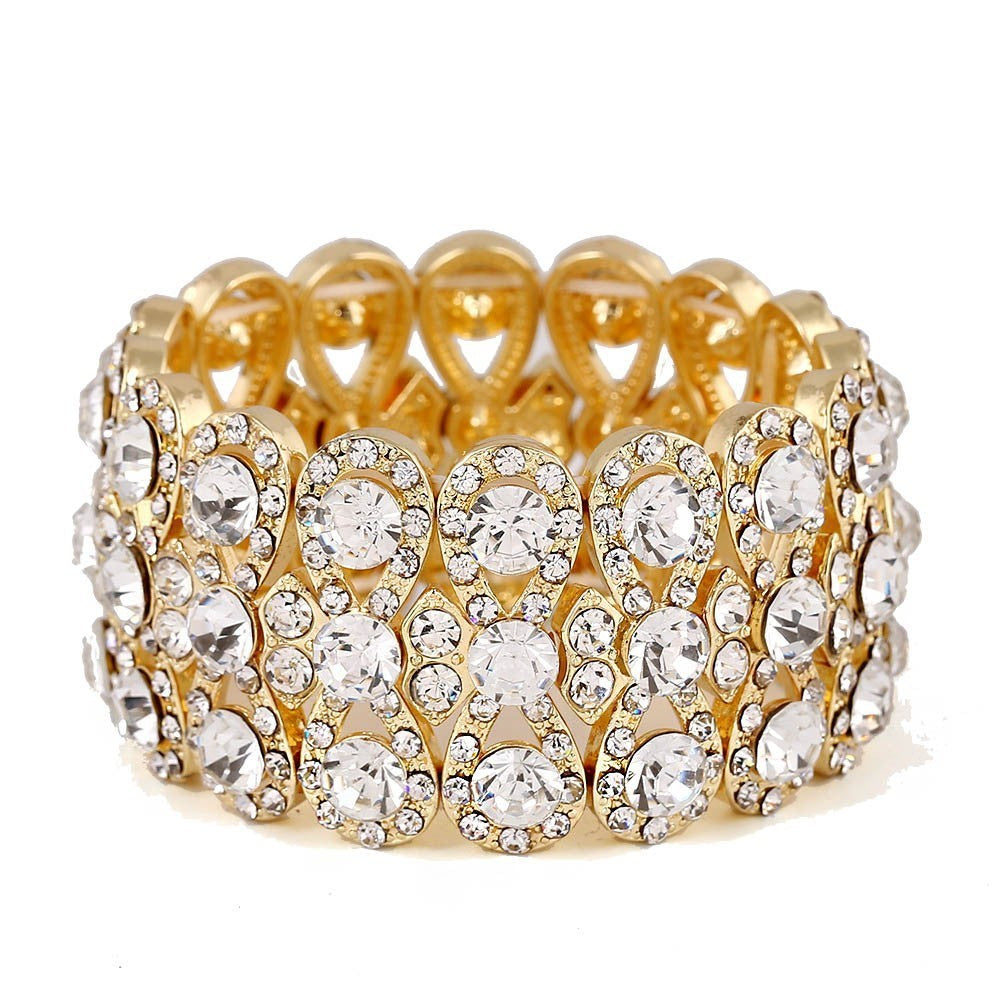 Wholesale Fashion Classic Luxury Full Diamond Crystal Elastic Handmade 8-shaped Bracelet